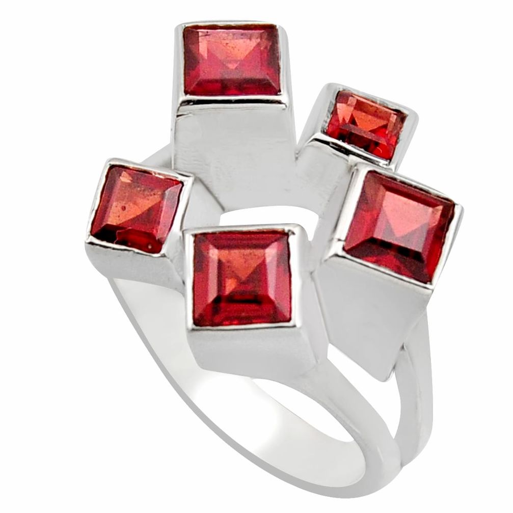 3.08cts natural red garnet square 925 sterling silver ring jewelry size 7 r7767