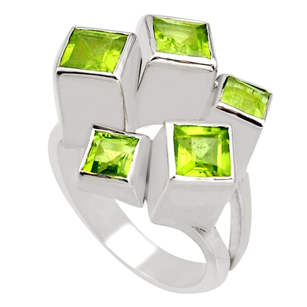 3.14cts natural green peridot 925 sterling silver ring jewelry size 8 r7775