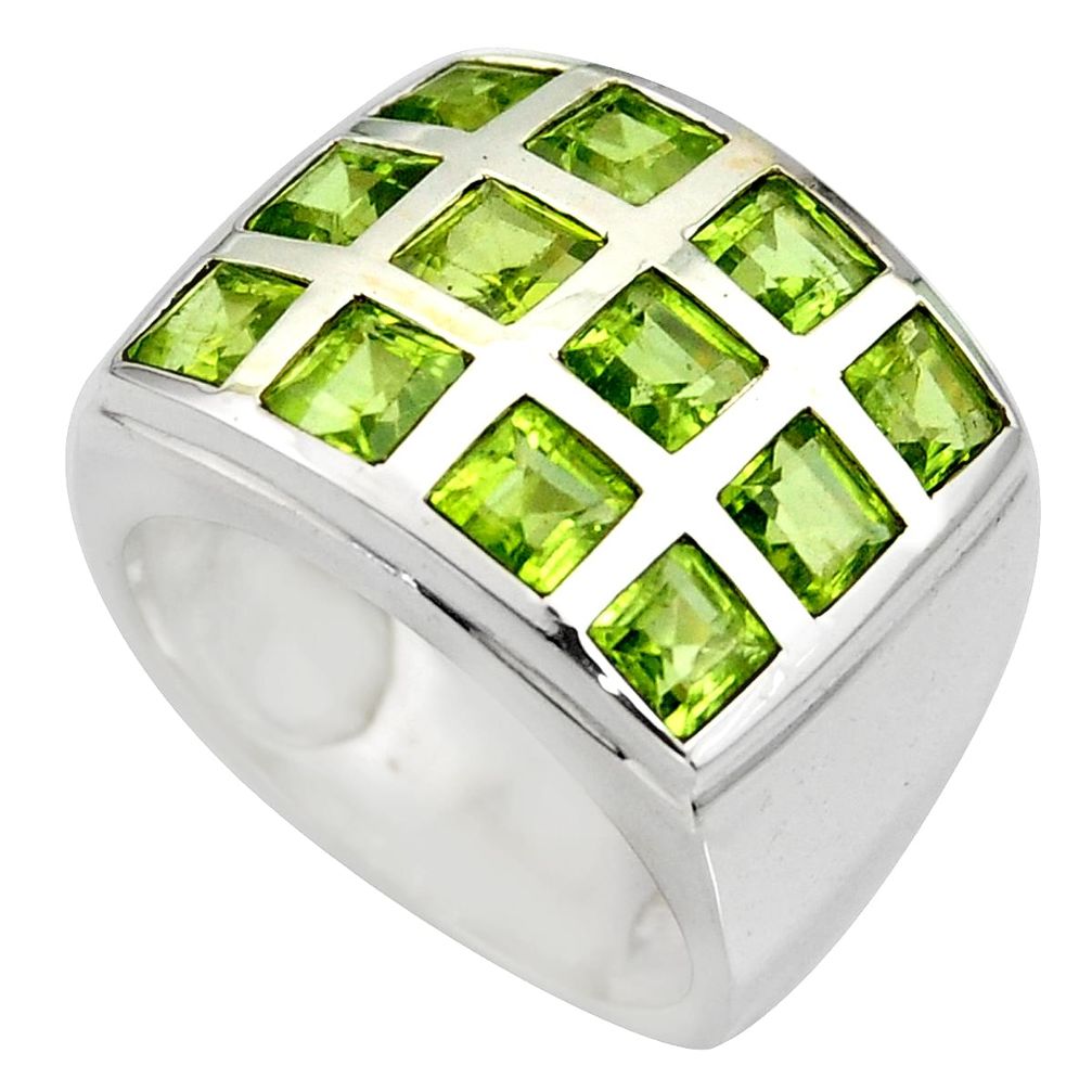 925 sterling silver 6.86cts natural green peridot ring jewelry size 8.5 r7790