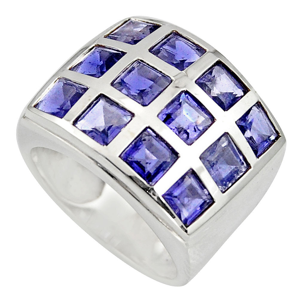 6.31cts natural blue iolite 925 sterling silver ring jewelry size 5.5 r7798
