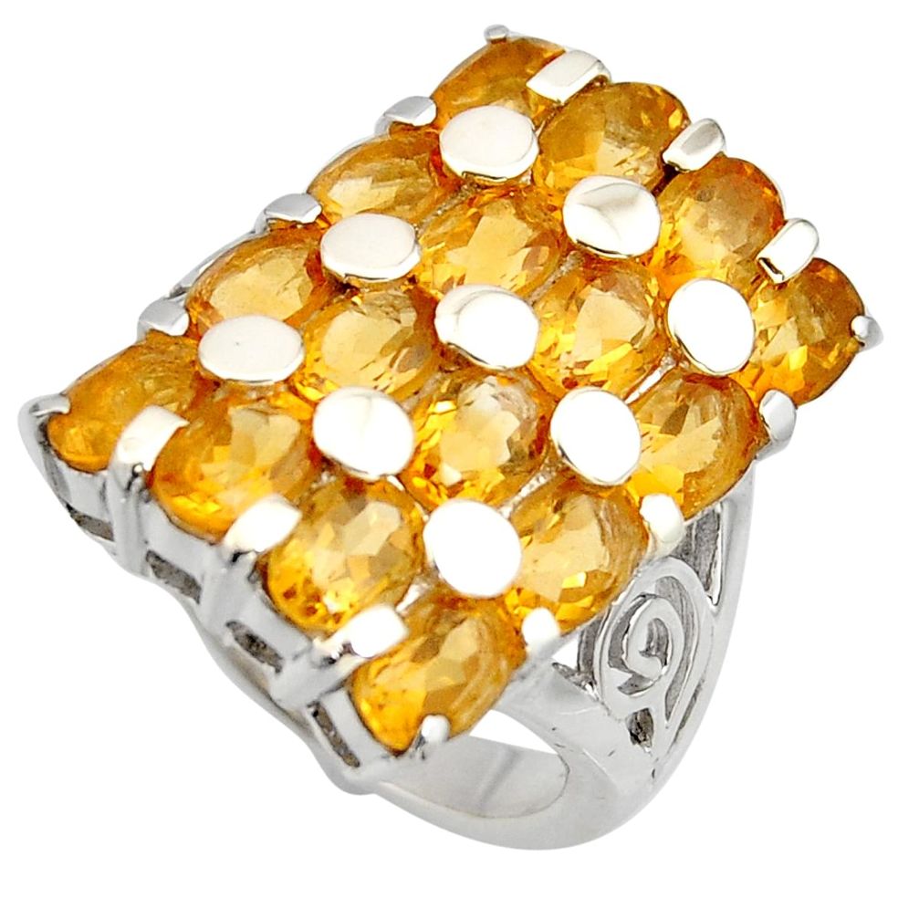 17.67cts natural yellow citrine 925 sterling silver ring jewelry size 9 r7815