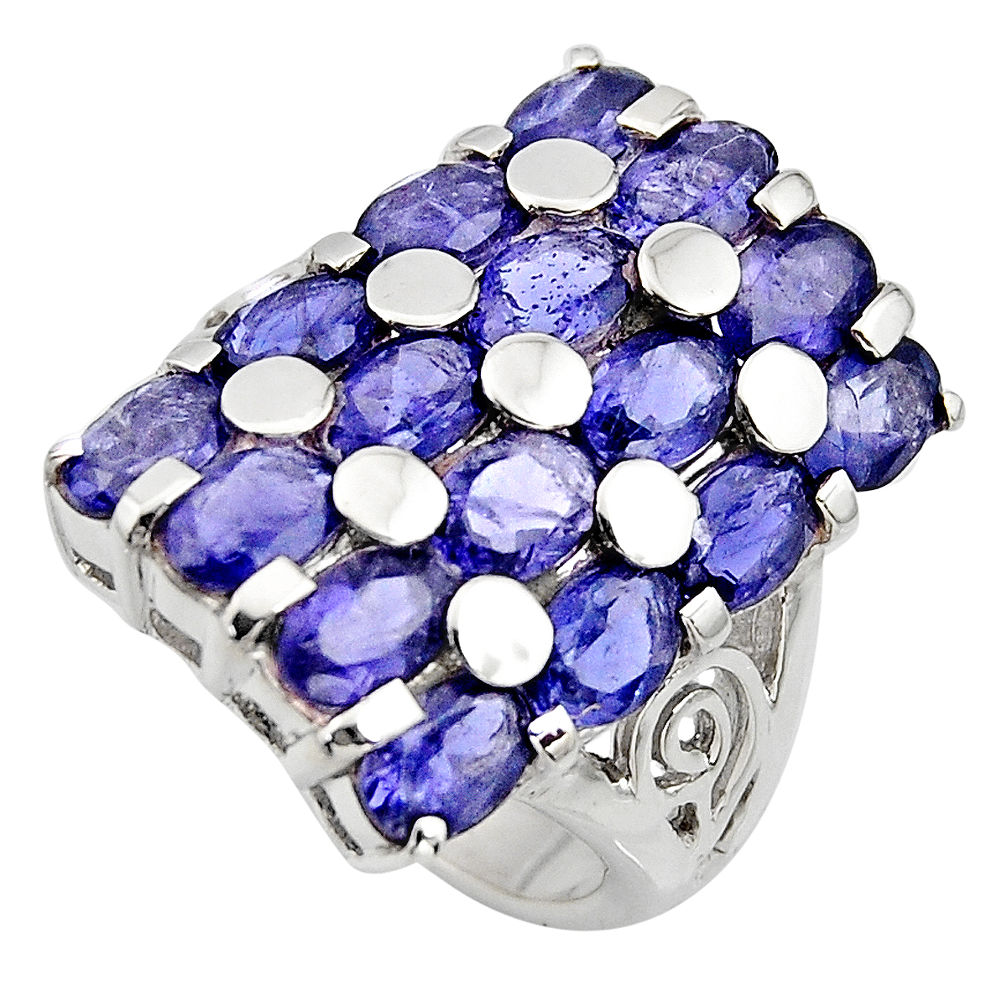 925 sterling silver 17.47cts natural blue iolite ring jewelry size 9 r7816