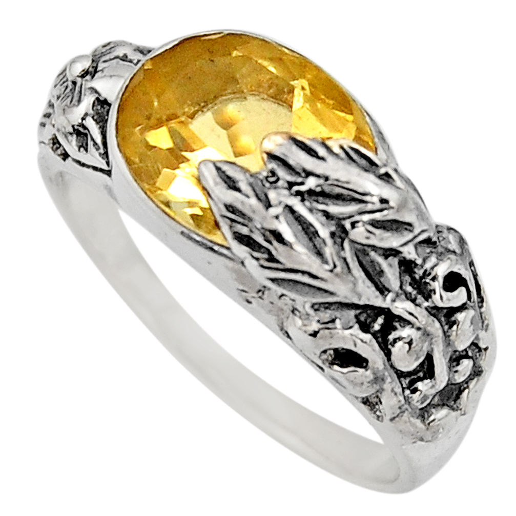 4.36cts natural yellow citrine 925 silver solitaire ring jewelry size 8.5 r7831