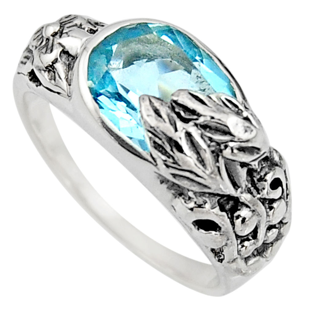 4.36cts natural blue topaz 925 sterling silver solitaire ring size 8 r7835