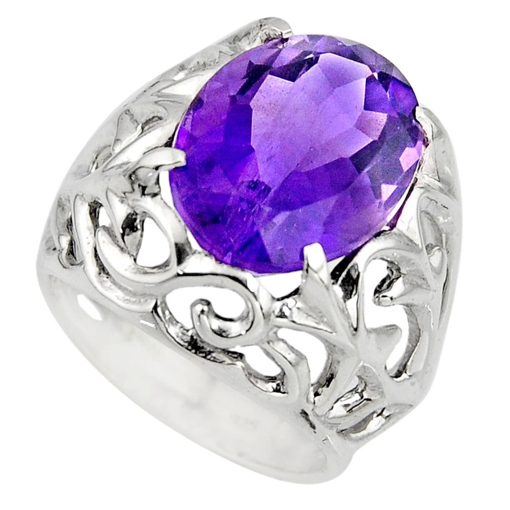 10.67cts natural purple amethyst 925 silver solitaire ring size 6.5 r7845