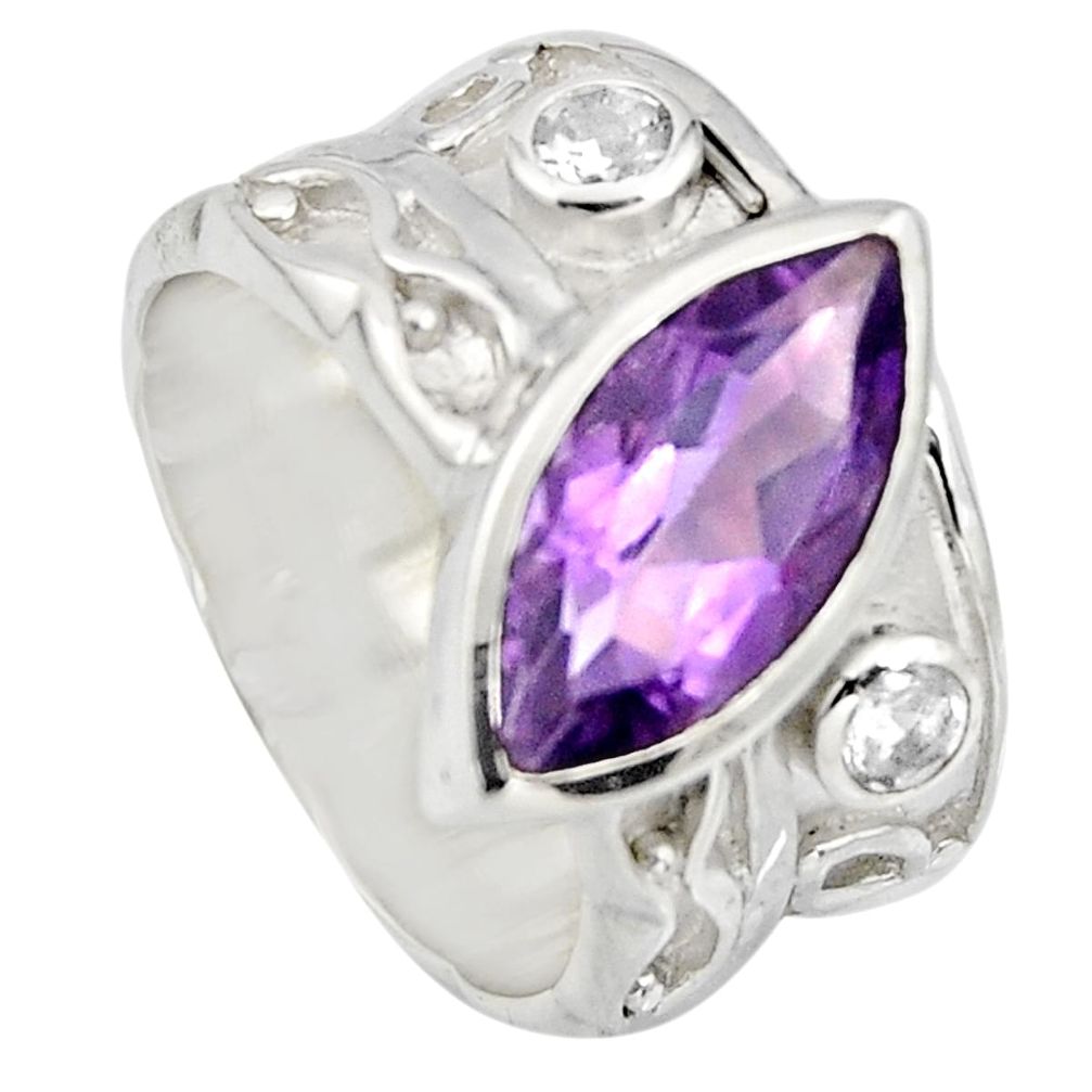 6.92cts natural purple amethyst topaz 925 silver solitaire ring size 6.5 r7850