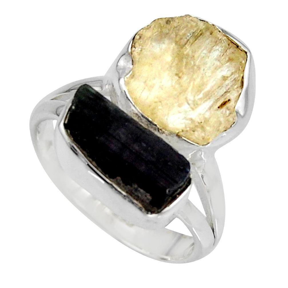 9.45cts scapolite tourmaline rough tourmaline rough 925 silver ring size 7 r8632