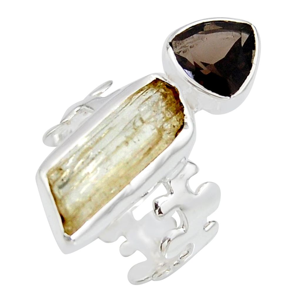 9.47cts scapolite fancy smoky topaz 925 sterling silver ring size 6.5 r8646