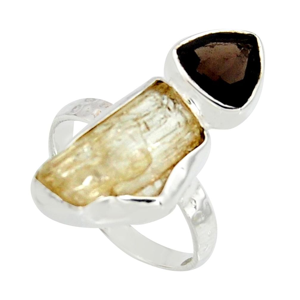 8.73cts scapolite smoky topaz 925 sterling silver ring jewelry size 5.5 r8653