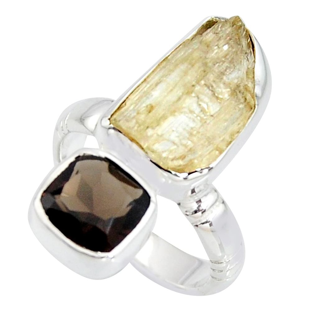 9.86cts scapolite smoky topaz 925 sterling silver ring jewelry size 6 r8656