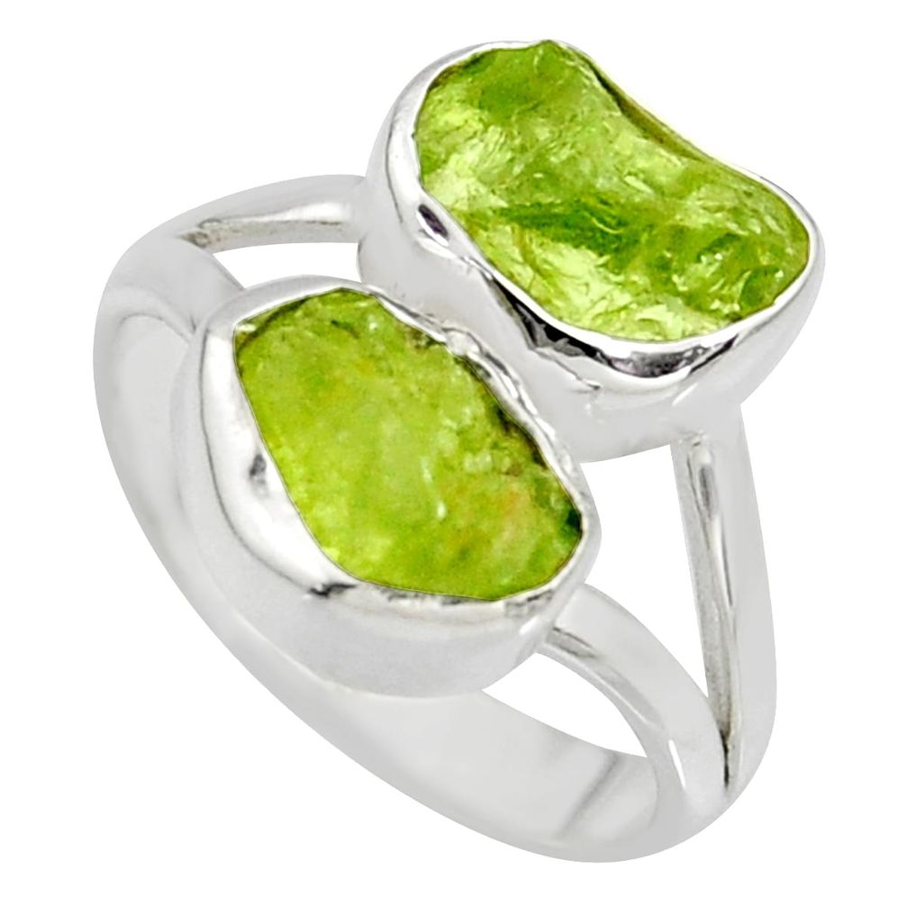 925 sterling silver 8.06cts natural green peridot rough fancy ring size 7 r8703