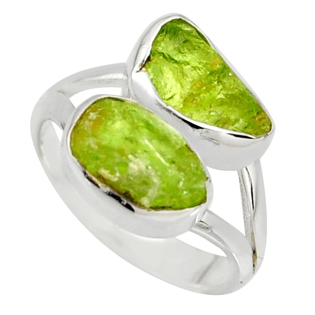 8.44cts natural green peridot rough 925 sterling silver ring size 7 r8708