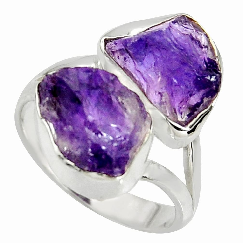 9.05cts natural purple amethyst rough 925 sterling silver ring size 7 r8722