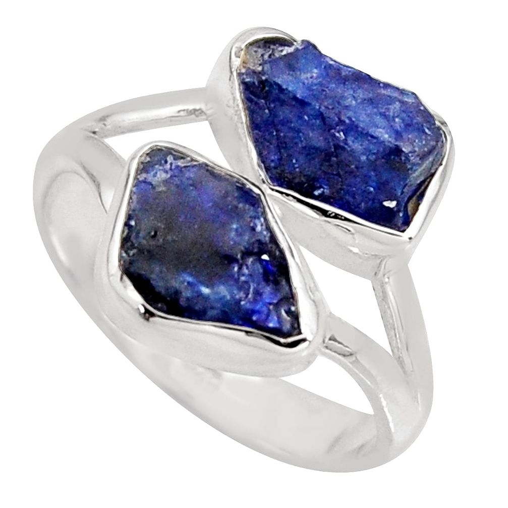 925 sterling silver 9.05cts natural blue sapphire rough fancy ring size 8 r8744
