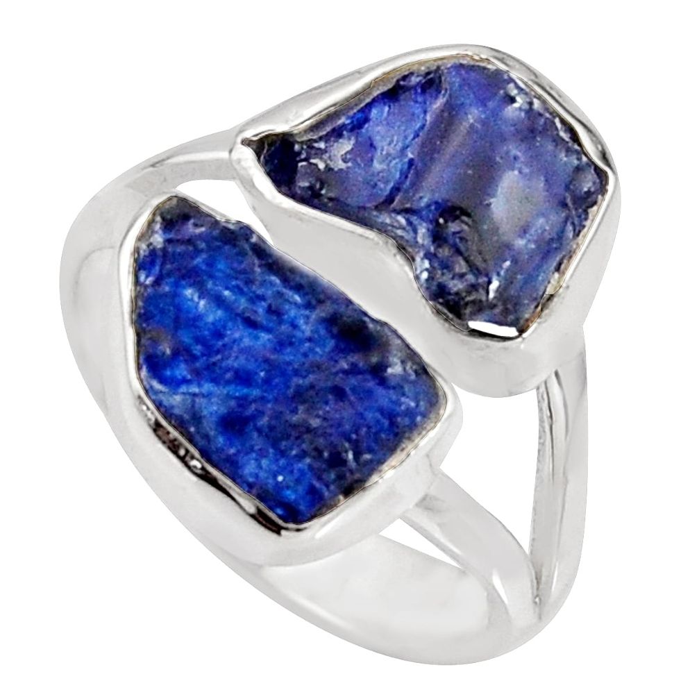 925 sterling silver 9.47cts natural blue sapphire rough ring size 5.5 r8754