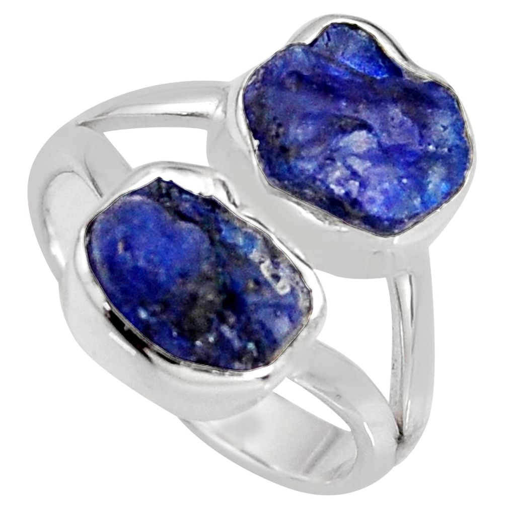 925 sterling silver 9.47cts natural blue sapphire rough fancy ring size 7 r8774