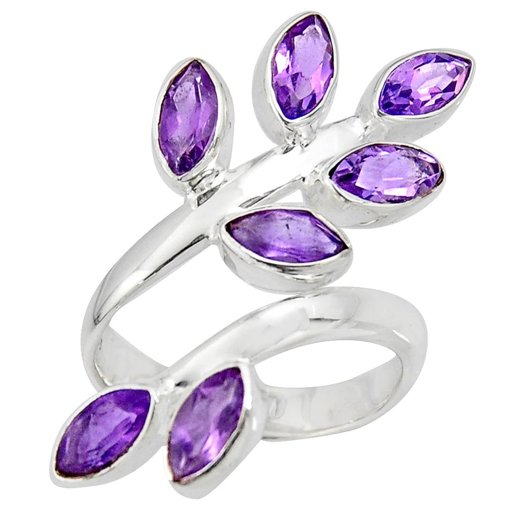 10.74cts natural purple amethyst 925 silver adjustable ring size 9 r8889