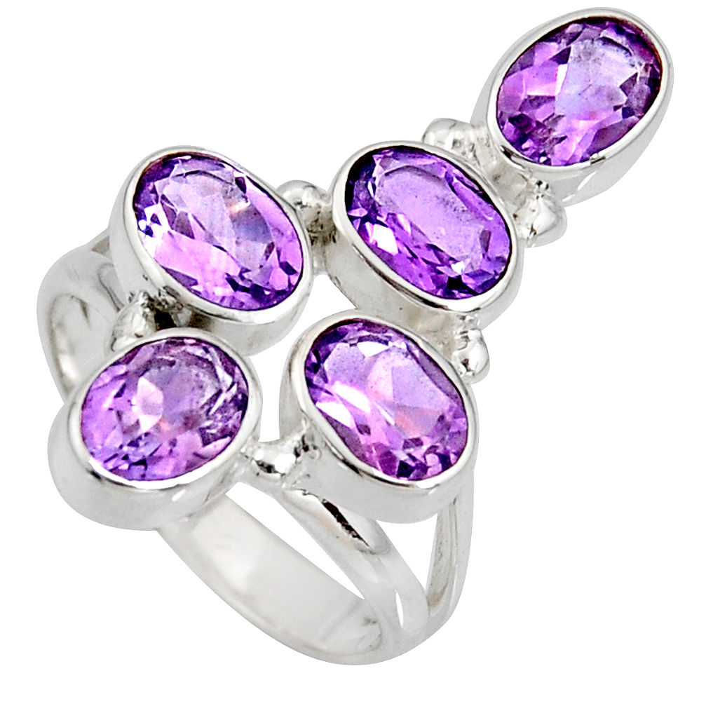 7.84cts natural purple amethyst 925 sterling silver ring jewelry size 7.5 r8901