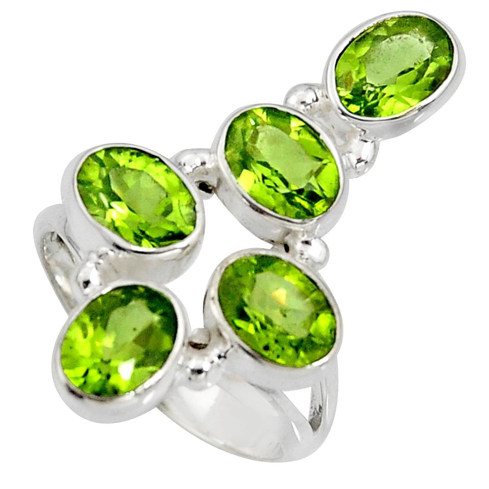 925 sterling silver 7.51cts natural green peridot ring jewelry size 7 r8904