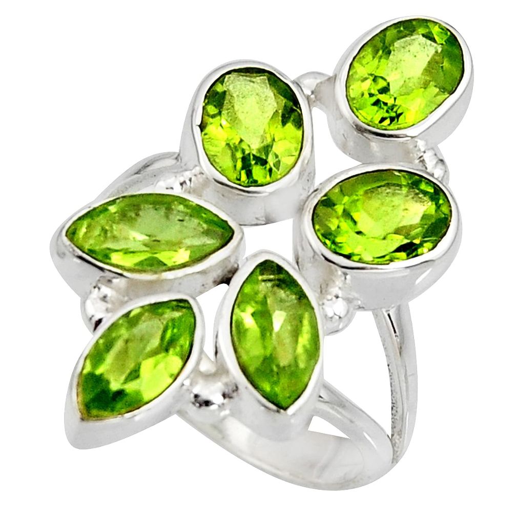 8.14cts natural green peridot 925 sterling silver ring jewelry size 6 r8911