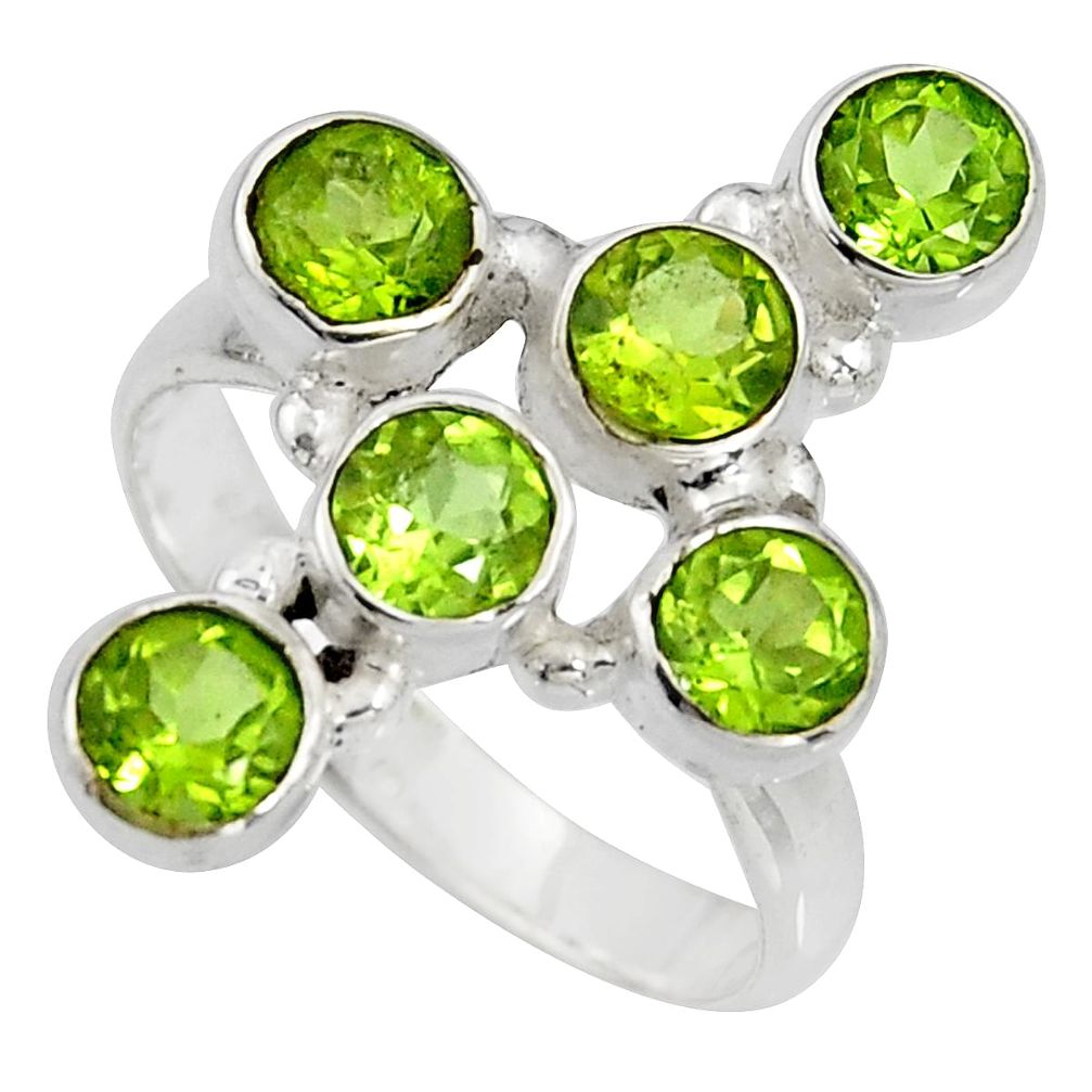 5.42cts natural green peridot 925 sterling silver ring jewelry size 9.5 r8931