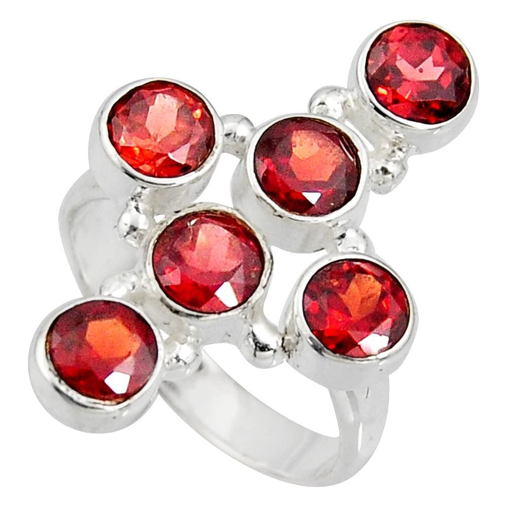 925 sterling silver 5.30cts natural red garnet round ring jewelry size 7 r8932