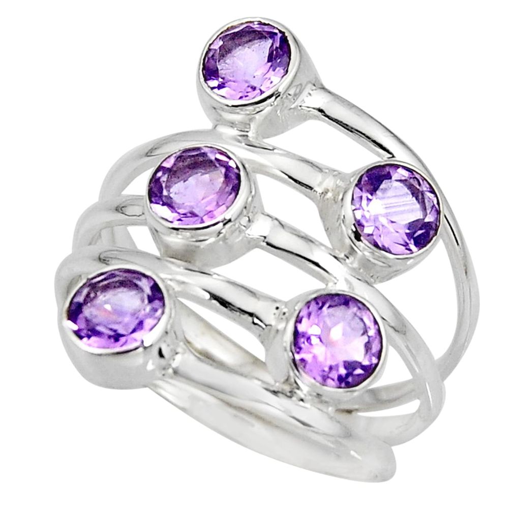 5.53cts natural purple amethyst 925 sterling silver ring jewelry size 8 r8943