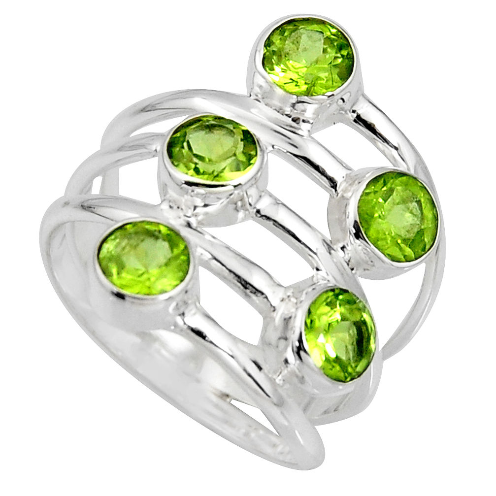 5.60cts natural green peridot 925 sterling silver ring jewelry size 7.5 r8950