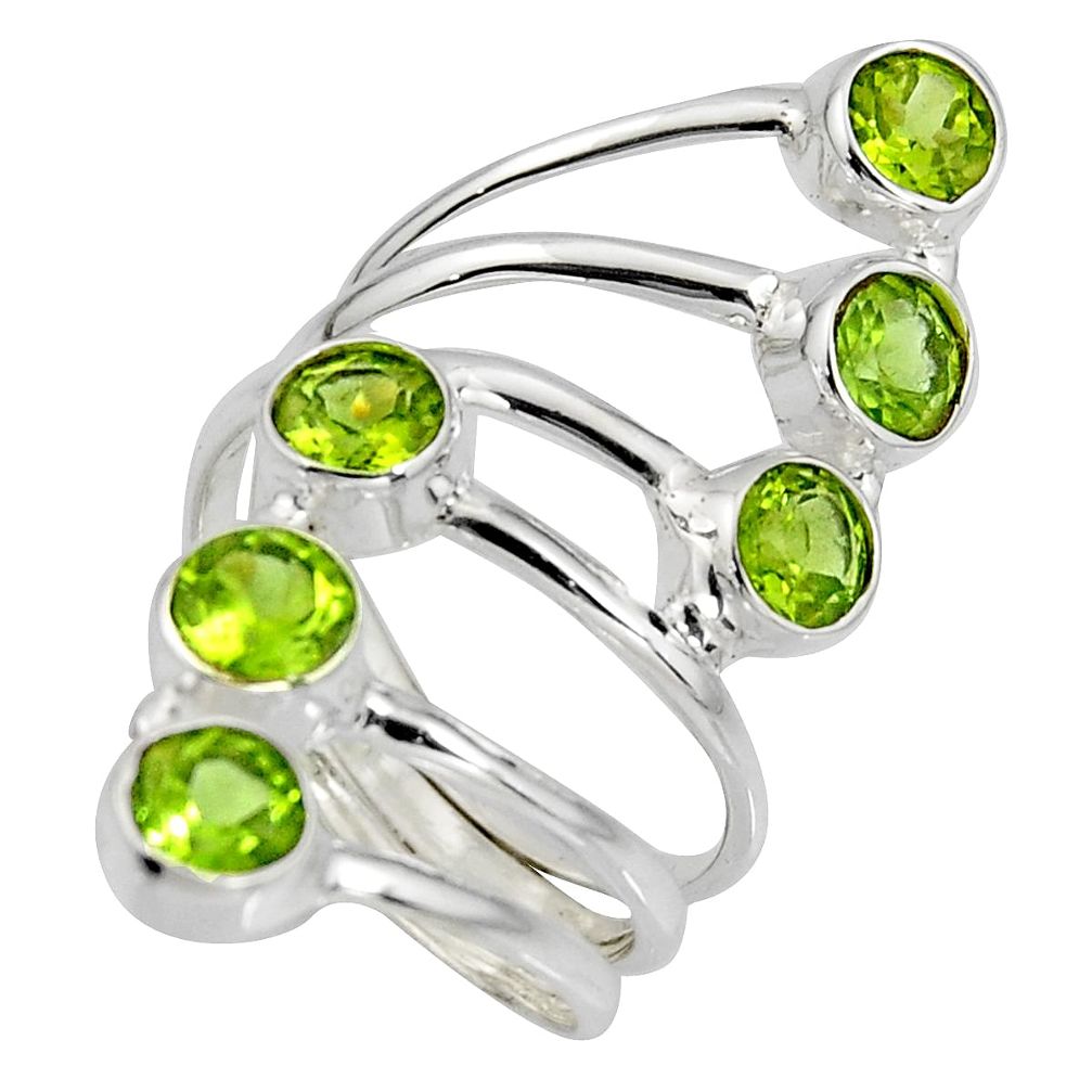 5.51cts natural green peridot 925 sterling silver ring jewelry size 8.5 r8957