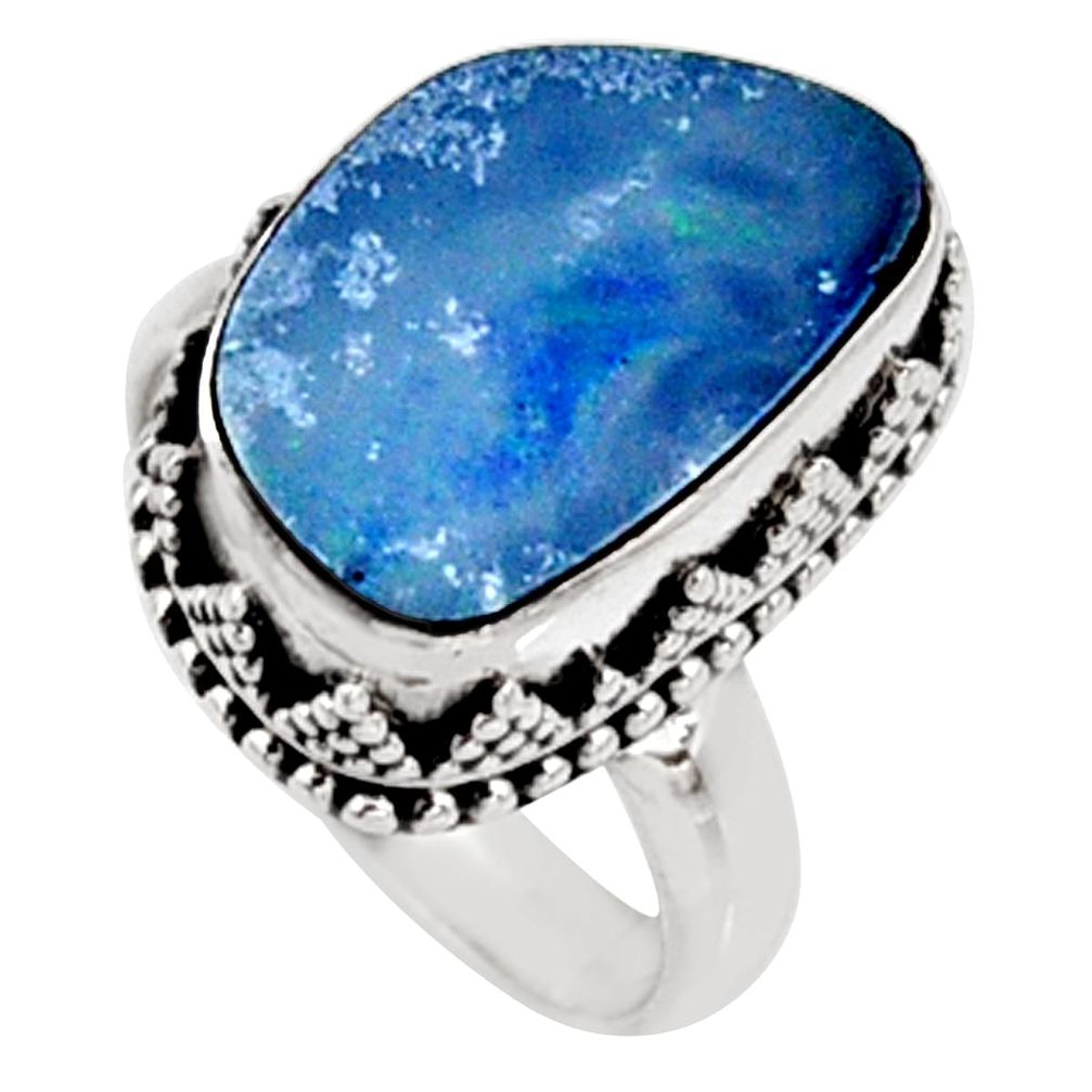 925 silver 6.63cts natural doublet opal australian solitaire ring size 7 r9200