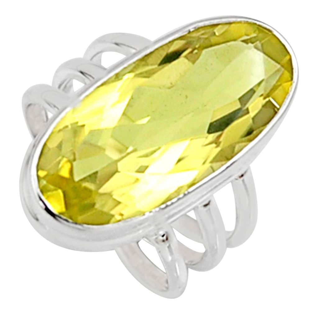 11.80cts natural lemon topaz 925 sterling silver solitaire ring size 5.5 r9223