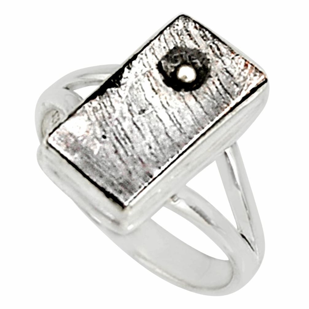 9.32cts natural grey meteorite gibeon 925 silver solitaire ring size 8.5 r9512