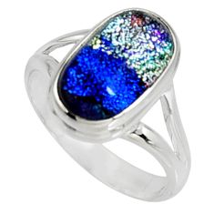 6.31cts multi color dichroic glass 925 silver solitaire ring size 9.5 r9561