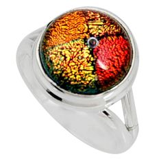 6.53cts multi color dichroic glass 925 silver solitaire ring size 7 r9563