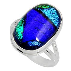 925 silver 15.31cts multi color dichroic glass solitaire ring size 10 r9569