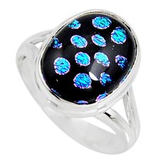 7.11cts multi color dichroic glass 925 silver solitaire ring size 7.5 r9575