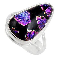 925 silver 9.63cts multi color dichroic glass fancy solitaire ring size 7 r9577