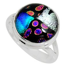 9.63cts multi color dichroic glass 925 silver solitaire ring size 9 r9578