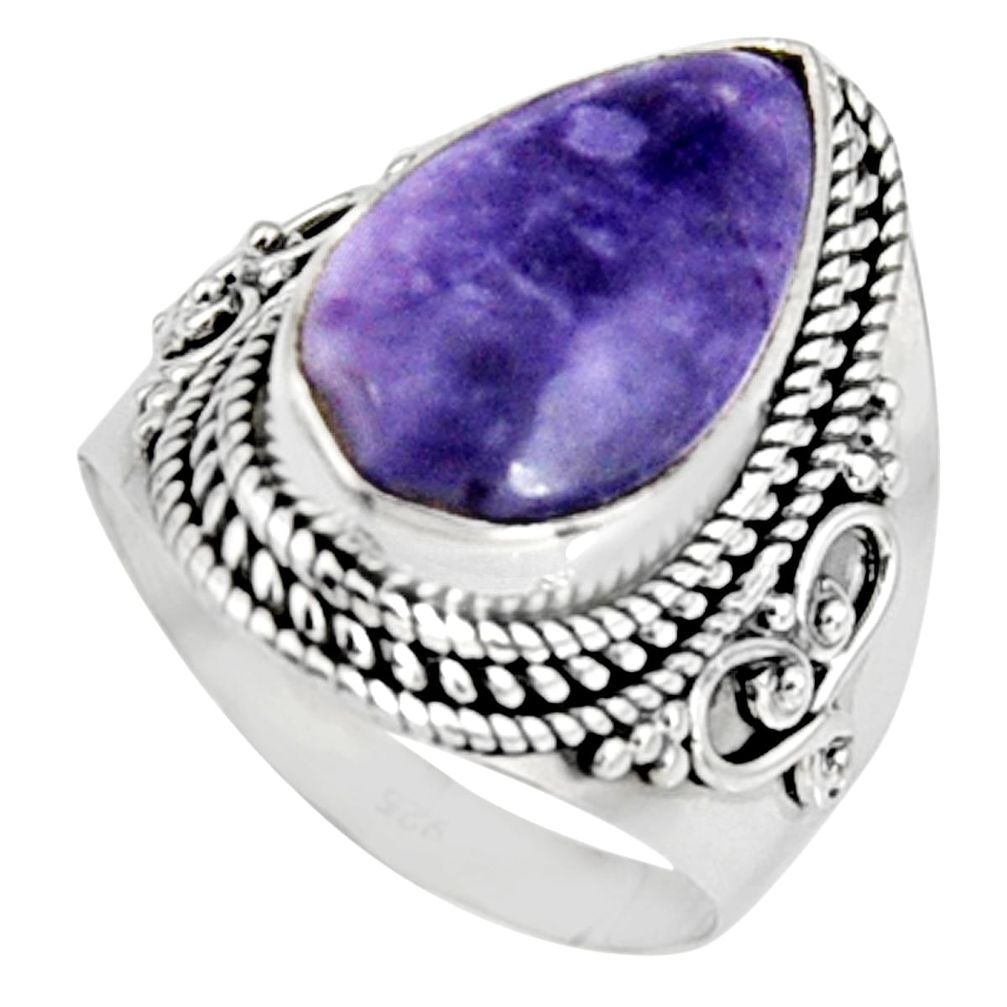 8.96cts natural purple tiffany stone 925 silver solitaire ring size 8 r9761