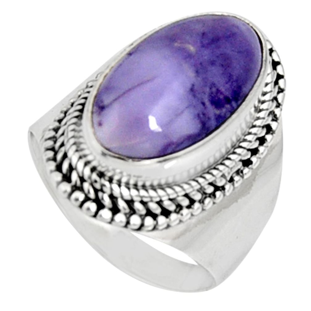 8.65cts natural purple tiffany stone 925 silver solitaire ring size 7.5 r9762