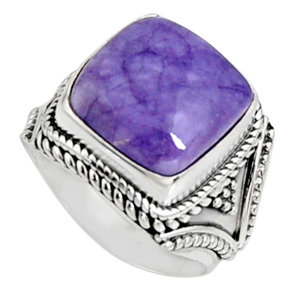 7.78cts natural purple tiffany stone 925 silver solitaire ring size 7.5 r9765