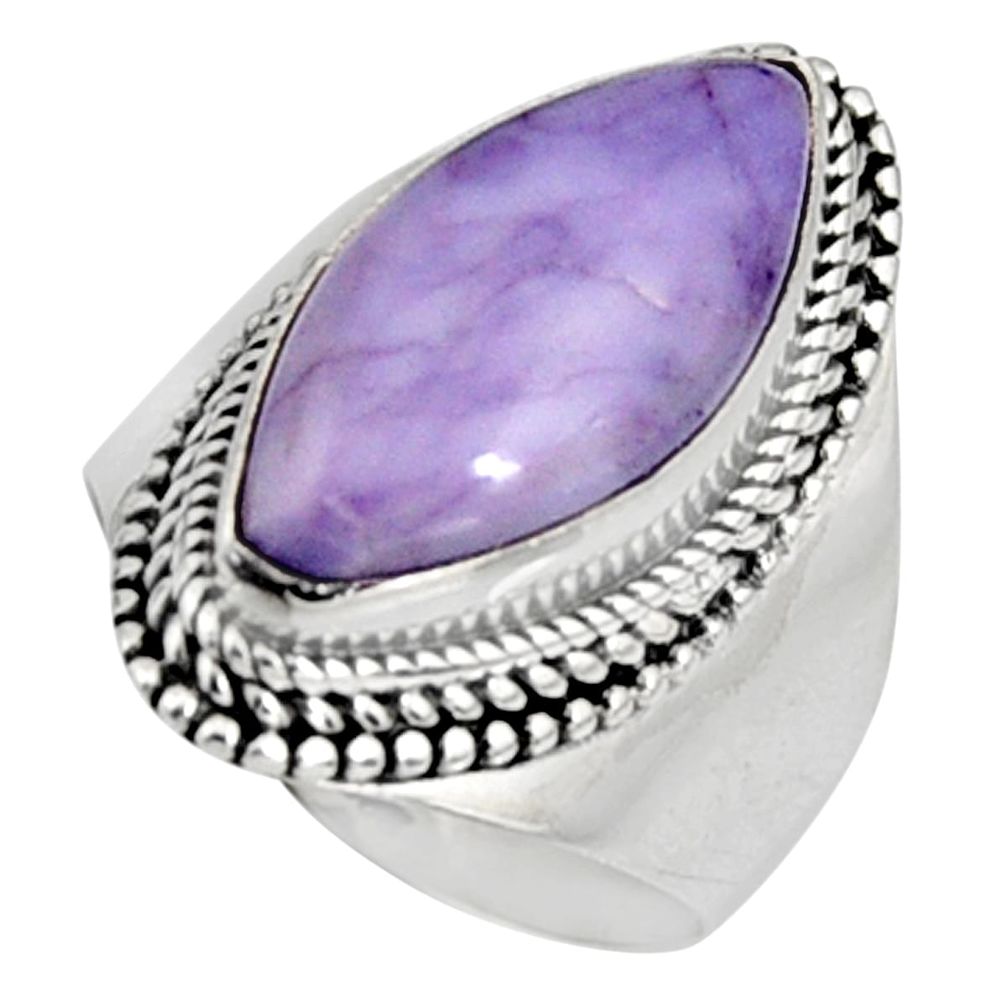 12.40cts natural purple tiffany stone 925 silver solitaire ring size 8 r9767