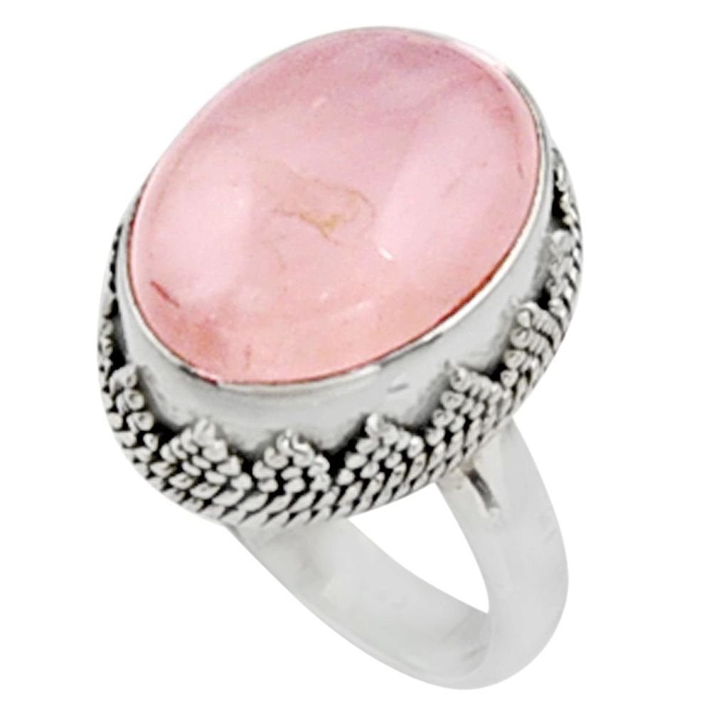 10.89cts natural pink morganite 925 silver solitaire ring jewelry size 7.5 r9818