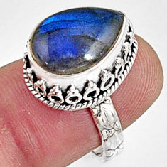 925 silver 6.58cts natural blue labradorite solitaire ring jewelry size 7 r9856