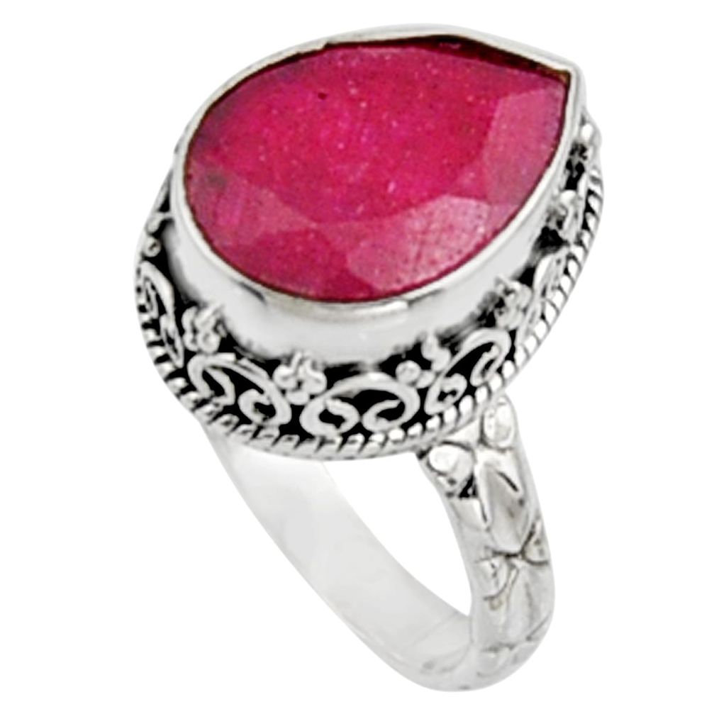 6.32cts natural red ruby 925 sterling silver solitaire ring jewelry size 7 r9869