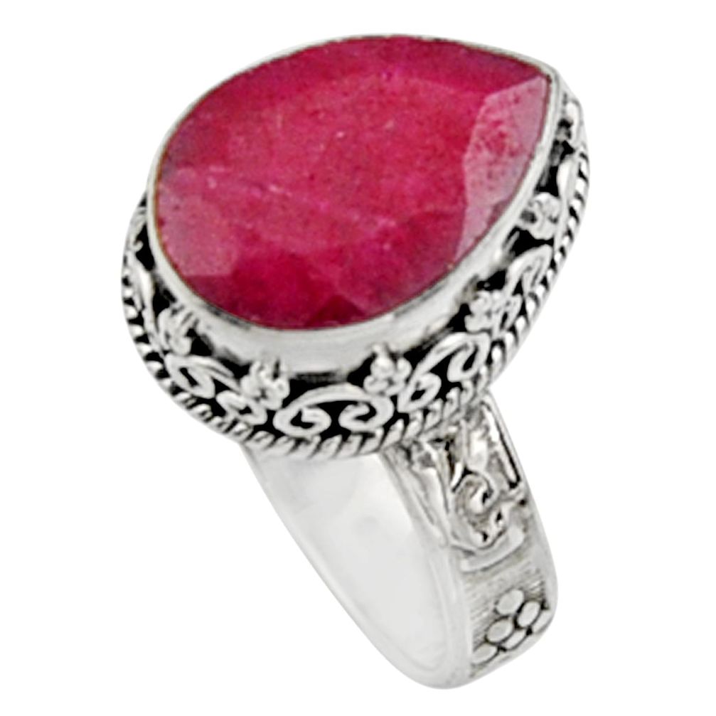 6.33cts natural red ruby 925 sterling silver solitaire ring jewelry size 9 r9870