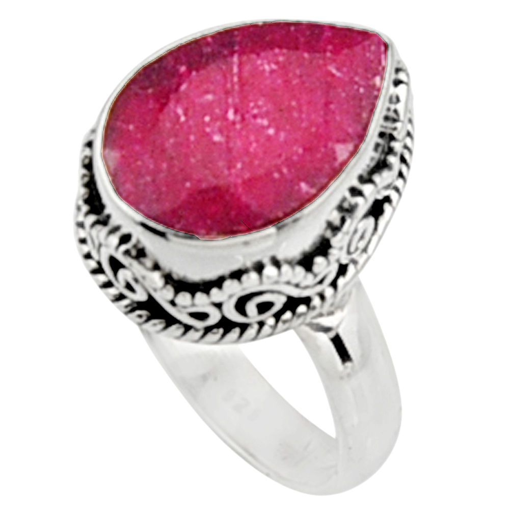 6.53cts natural red ruby 925 sterling silver solitaire ring jewelry size 7 r9873