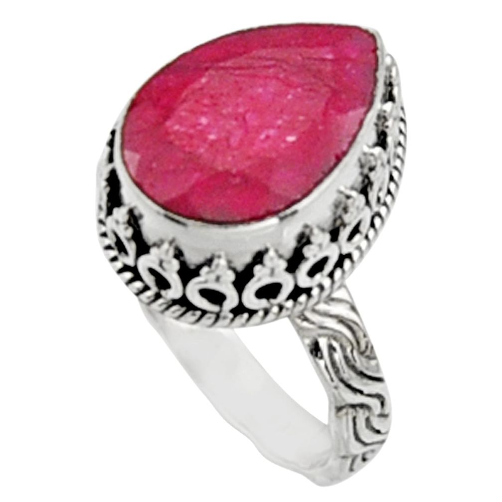 925 sterling silver 6.74cts natural red ruby solitaire ring jewelry size 8 r9874