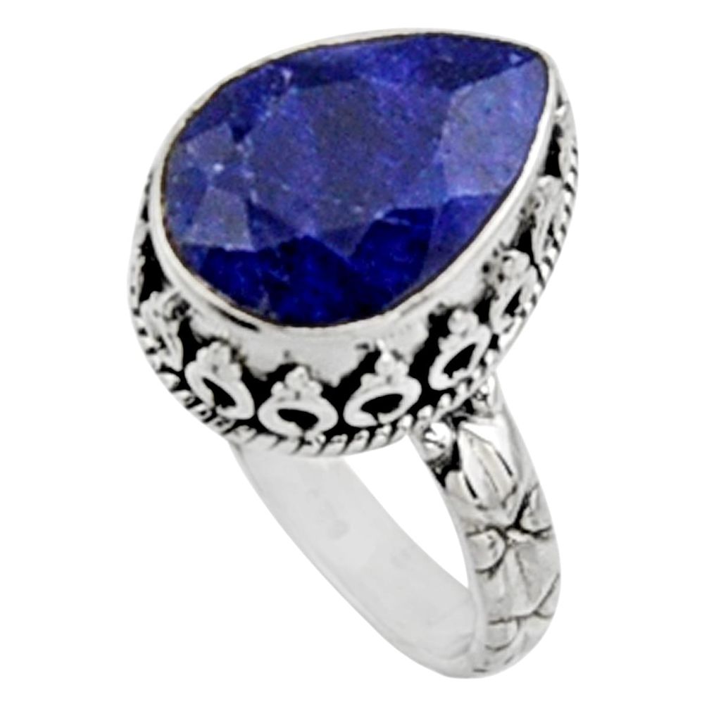 6.76cts natural blue sapphire 925 silver solitaire ring jewelry size 8.5 r9882