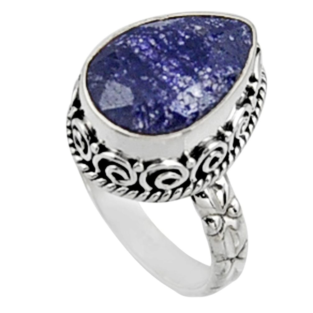 6.53cts natural blue sapphire 925 sterling silver solitaire ring size 7 r9886